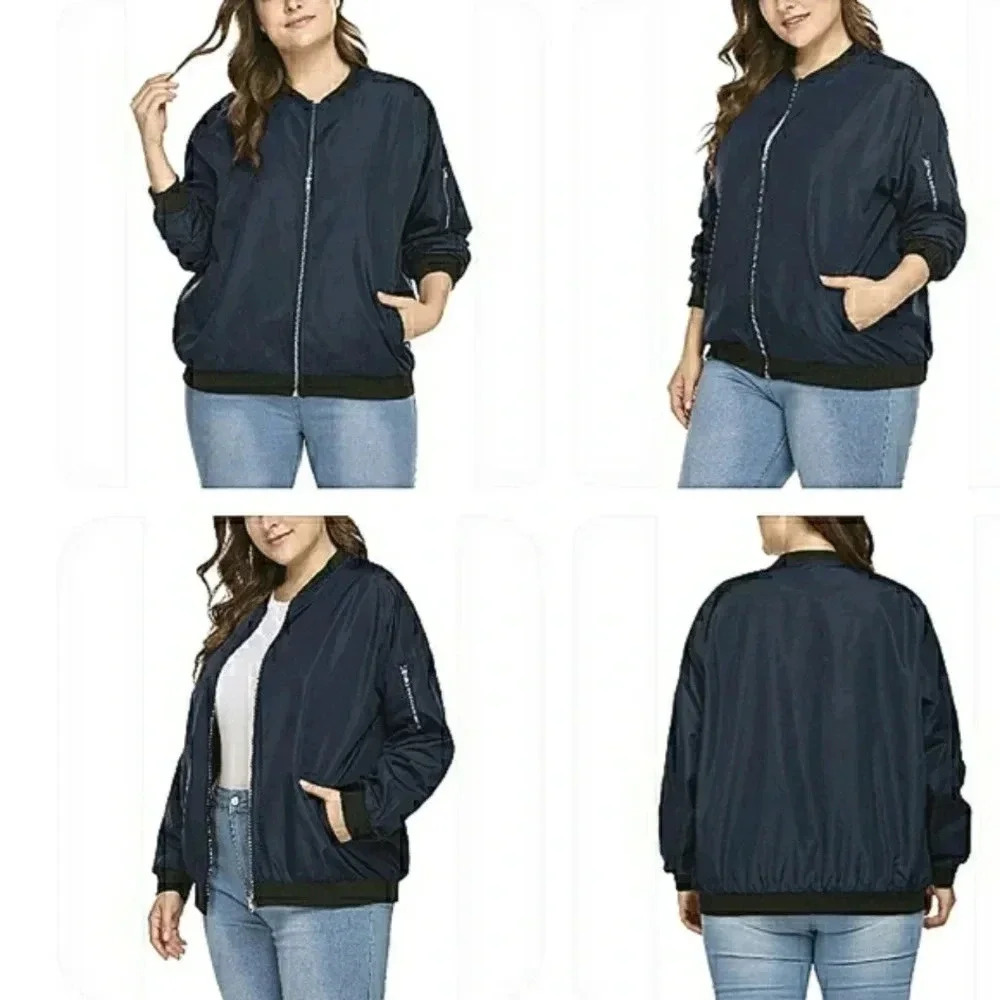 Retro 24W Sporty Black Nylon Cotton Spring Lightweight Jacket